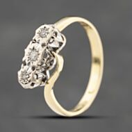 Pre-Owned 18ct Yellow Gold 0.15ct Brilliant Cut Diamond Twist Three Stone Ring 41482425
