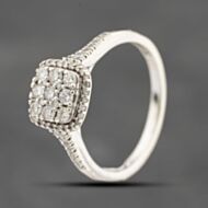 Pre-Owned 9ct White Gold 0.40ct Brilliant Cut Diamond Cushion Cluster Ring 41482426