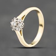Pre-Owned 18ct Yellow Gold 0.22ct Brilliant Cut Diamond Flower Cluster Ring 41482428