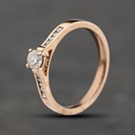 Pre-Owned 9ct Rose Gold 0.33ct Brilliant Cut Diamond Shoulder Set Solitaire Ring 41482435