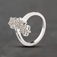 Pre-Owned 9ct White Gold 0.25ct Brilliant Cut Diamond Triple Stars Cluster Ring 41482436