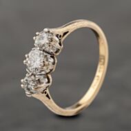 Pre-Owned Vintage Yellow Gold 0.75ct Diamond Three Stone Ring 41482446