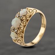 Pre-Owned 18ct Yellow Gold Opal & 0.07ct Diamond Seven Stone Ring 41482448