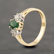 Pre-Owned 18ct Yellow Gold 0.25ct Emerald Three Stone Ring 41482449