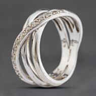 Pre-Owned 9ct White Gold 0.18ct Brilliant Cut Diamond Crossover Ring 41482462