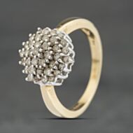Pre-Owned 9ct Yellow Gold 0.85ct Brilliant Cut Diamond Flower Cluster Ring 41482463