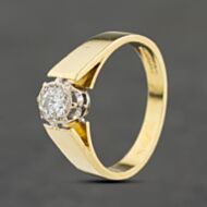 Pre-Owned Vintage 18ct Yellow Gold Brilliant Cut Diamond Wide Shoulders Solitaire Ring 41482464