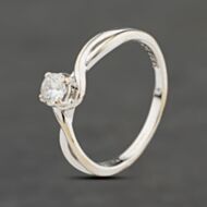 Pre-Owned 18ct White Gold 0.28ct Brilliant Cut Diamond Crossover Shoulders Solitaire Ring 41482475