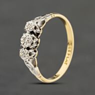 Pre-Owned Yellow Gold 0.03ct Brilliant Cut Diamond Platinum Set Head Three Stone Ring 41482483