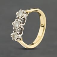 Pre-Owned 18ct Yellow Gold 0.50ct Brilliant Cut Diamond Scalloped Bezel Three Stone Ring 41482484