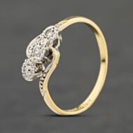 Pre-Owned Vintage Yellow Gold Diamond Twist Platinum Head Three Stone Ring 41482486