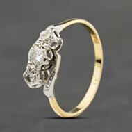 Pre-Owned Yellow Gold Diamond Twist Platinum Head Three Stone Ring 41482487
