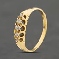 Pre-Owned Antique 18ct Yellow Gold 0.18ct Diamond Boat Style Five Stone Ring 41482488