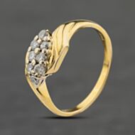 Pre-Owned Yellow Gold Brilliant Cut Diamond Two Row Cluster Ring 41482498