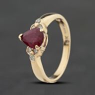 Pre-Owned 9ct Yellow Gold Ruby & 0.08ct Brilliant Cut Diamond Pear Shaped Seven Stone Ring 41482511