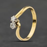 Pre-Owned 18ct Yellow Gold Diamond Twist Two Stone Ring 41482532
