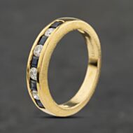 Pre-Owned 18ct Yellow Gold Sapphire & Diamond Channel Set Half Eternity Ring 41482537