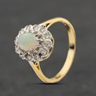 Pre-Owned 18ct Yellow Gold Opal & Diamond Cluster Ring 41482541