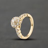 Pre-Owned 14ct Yellow Gold 1.66ct Diamond Flower Shoulder Set Cluster Ring 41482552