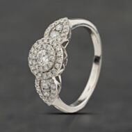 Pre-Owned 18ct White Gold 0.83ct Diamond Triple Cluster Ring 41482554