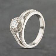 Pre-Owned 18ct White Gold Certificated 0.40ct Brilliant Cut Diamond Halo Cluster Ring 41482571