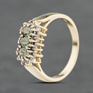Pre-Owned 9ct Yellow Gold Sapphire & 0.18ct Diamond Cluster Ring 41482574