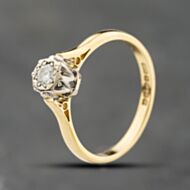 Pre-Owned 18ct Yellow Gold 0.12ct Brilliant Cut Diamond Solitaire Ring 41482629