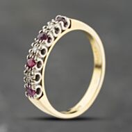 Pre-Owned 18ct Yellow Gold Ruby & 0.03ct Diamond Half Eternity Ring 41482633