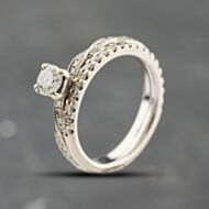 Pre-Owned 18ct White Gold Certificated 0.30ct Brilliant Cut Diamond Bridal Set Ring 41482637