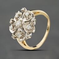 Pre-Owned 9ct Yellow Gold 0.30ct Brilliant Cut Diamond Flower Cluster Ring 41482645