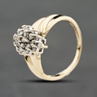 Pre-Owned 9ct Yellow Gold 0.25ct Brilliant Cut Diamond Twisted Shoulders Cluster Ring 41482649