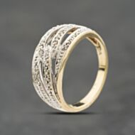 Pre-Owned 9ct Yellow Gold Brilliant Cut Diamond Crossover Open Work Dress Ring 41482665