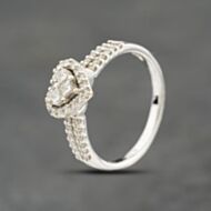 Pre-Owned 18ct White Gold 0.49ct Diamond Heart Design Double Row Diamond Shoulders Cluster Ring 41482688