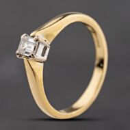 Pre-Owned 18ct Two Colour Gold 0.22ct Emerald Cut Diamond Solitaire Ring 41482698
