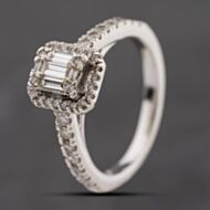 Pre-Owned 9ct White Gold 0.60ct Diamond Halo Cluster Ring 41482715
