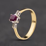 Pre-Owned 18ct Yellow Gold Ruby & 0.10ct Diamond Dress Ring 41482730