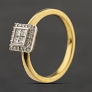 Pre-Owned 18ct Yellow Gold 0.25ct Diamond Square Cluster Ring 41482738