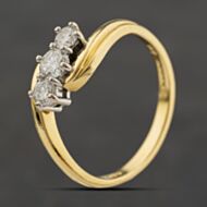 Pre-Owned 18ct Yellow Gold 0.50ct Brilliant Cut Diamond Crossover Three Stone Ring 41482742