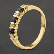 Pre-Owned 18ct Yellow Gold Sapphire & 0.12ct Brilliant Cut Diamond Half Eternity Ring 41482754