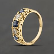Pre-Owned 18ct Yellow Gold Sapphire & Brilliant Cut Diamond Five Stone Ring 41482768