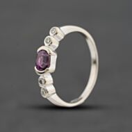 Pre-Owned 18ct White Gold Pink Sapphire & 0.08ct Brilliant Cut Diamond Five Stone Ring 41482770