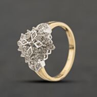 Pre-Owned 9ct Yellow Gold 0.05ct Diamond Marquise Shaped Cluster Ring 41482788