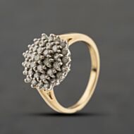 Pre-Owned 9ct Yellow Gold Brilliant Cut Diamond Round Tiered Cluster Ring 41482789