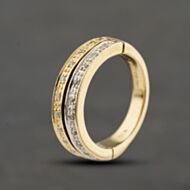 Pre-Owned 9ct Yellow Gold 0.10ct Diamond Two Row Ring 41482792