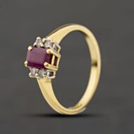 Pre-Owned 18ct Yellow Gold Ruby & 0.16ct Brilliant Cut Diamond Five Stone Ring 41482806