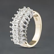 Pre-Owned 9ct Yellow Gold 0.25ct Diamond Three Row Dress Ring 41482819