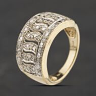 Pre-Owned 9ct Two Colour Gold 0.15ct Diamond Set Band Ring 41482820