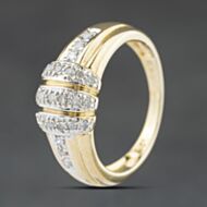 Pre-Owned 9ct Two Colour Gold 0.25ct Diamond Set Dress Ring 41482822