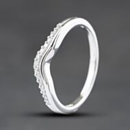 Pre-Owned 18ct White Gold 0.10ct Brilliant Cut Diamond Wishbone Ring 41482829