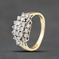 Pre-Owned 18ct Yellow Gold 1.00ct Brilliant Cut Diamond Boat Shaped Cluster Ring 41482835